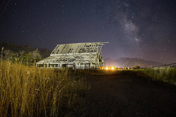 Barn Art Print featuring the photograph Night Barn by Wesley Aston