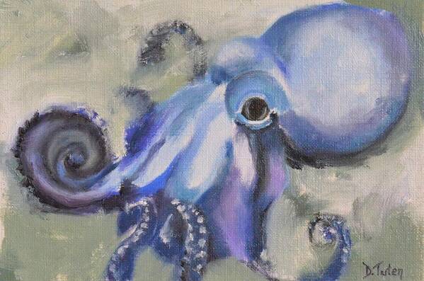 Octopus Art Print featuring the painting Octopus Underwater Painting Series by Donna Tuten