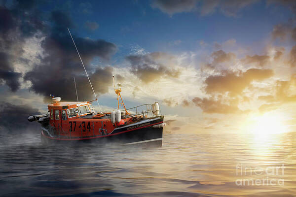 Norfolk Art Print featuring the photograph Old lifeboat at sea in Norfolk by Simon Bratt