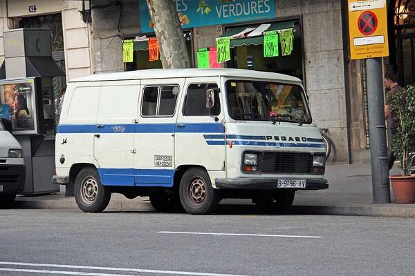 Freight Transportation Art Print featuring the photograph Old Pegaso J4 van stopped on the street by Tramino