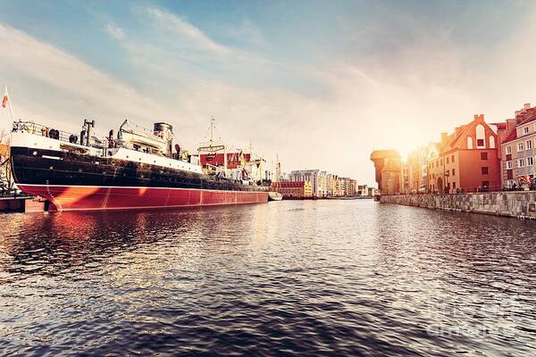 Gdansk Art Print featuring the photograph Old town of Gdansk Danzig in Poland. Zuraw crane by Michal Bednarek