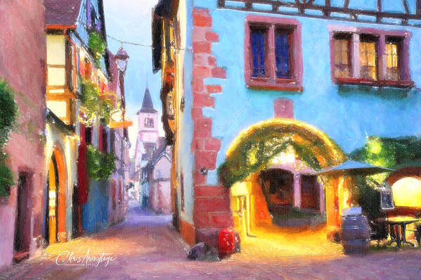 Riquewhir Art Print featuring the painting Old Town Riquewhir by Chris Armytage