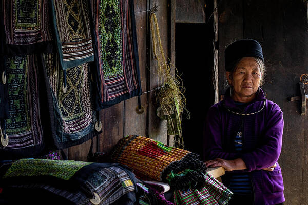 Black Art Print featuring the photograph Old Vietnamese of Lao Chai by Arj Munoz