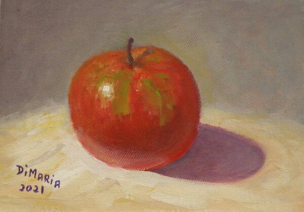 Realism Art Print featuring the painting One Apple on White Cloth by Donelli DiMaria