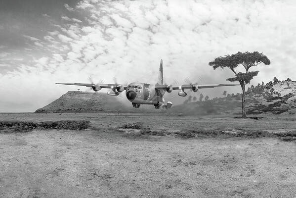 47 Air Despatch Squadron Art Print featuring the photograph Operation Bushel the last air drop BW version by Gary Eason