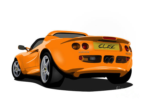 Sports Car Art Print featuring the digital art Orange S1 Series One Elise Classic Sports Car by Moospeed Art