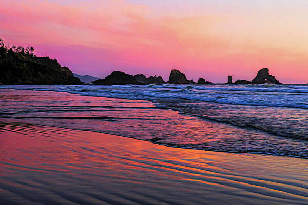 Oregon Coast Art Print featuring the photograph Oregon Coast Sunset by Jaki Miller