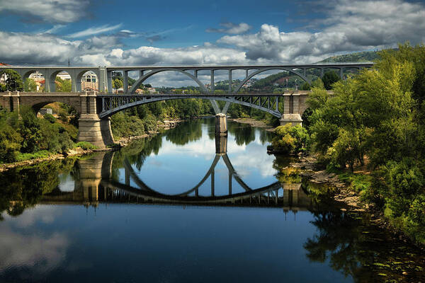 Ourense Art Print featuring the photograph Ourense Camino Rio Minho Bridge by Micah Offman