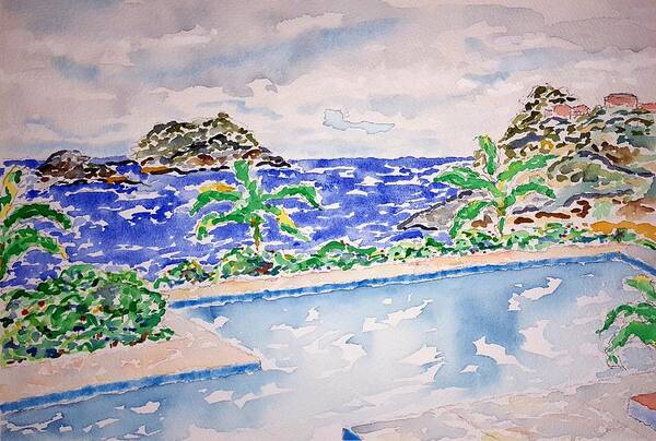 Watercolor Art Print featuring the painting Pacific Pool by John Klobucher