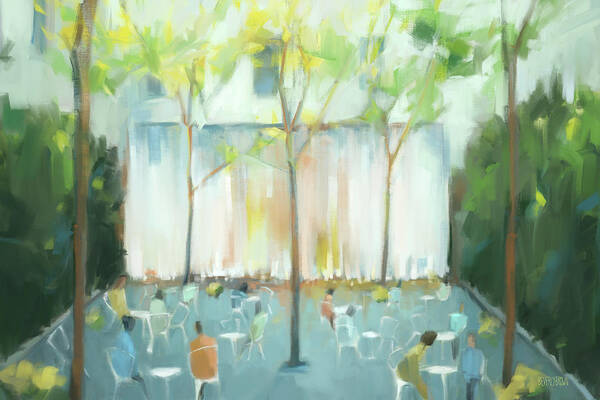 Paley Park Art Print featuring the painting Paley Park NYC by Beverly Brown