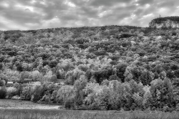 Hudson Valley Art Print featuring the photograph Paltz Point Shawangunk Mountains BW by Susan Candelario
