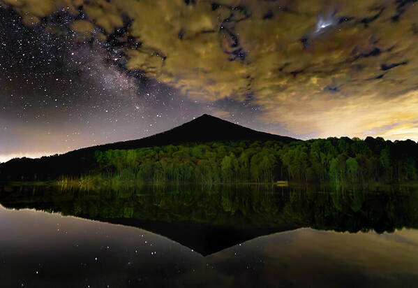 Peaks Of Otter Art Print featuring the photograph Peaks of Otter Milky Way Lake View by Norma Brandsberg