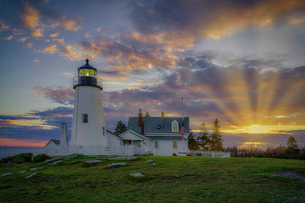 Shore Line Art Print featuring the photograph Pemaquid Point Lighthouse by Emmanuel Panagiotakis