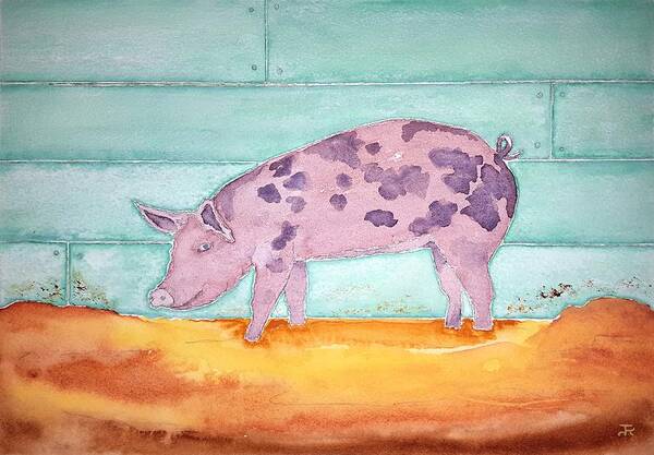 Watercolor Art Print featuring the painting Pig of Lore by John Klobucher