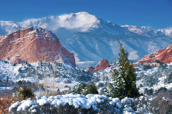 Colorado Art Print featuring the photograph Pikes Peak in Winter by John Hoffman