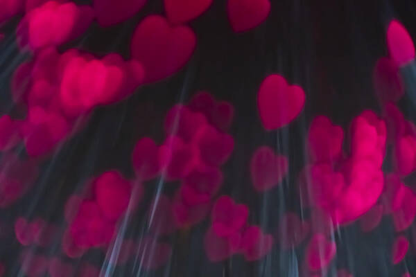 Dublin Art Print featuring the photograph Pink heart shaped light bokeh by Catherine MacBride