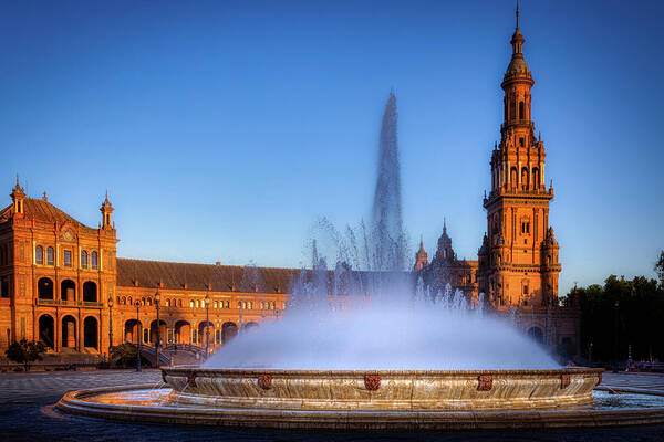 Seville Art Print featuring the photograph Plaza de Espana fountain by Micah Offman
