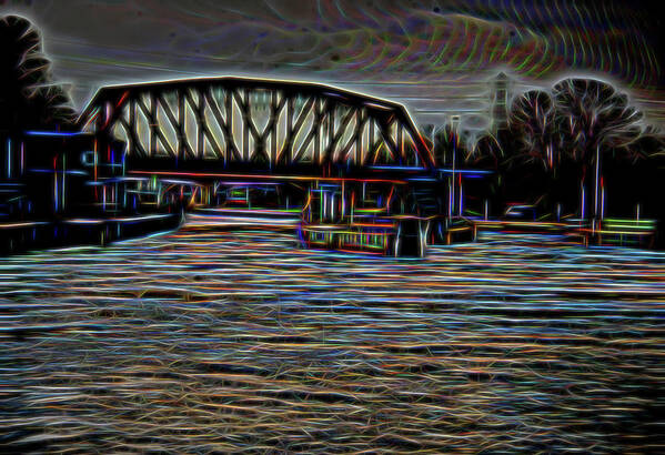 Ponquogue Art Print featuring the digital art Ponquogue Bridge by Richard Worthington