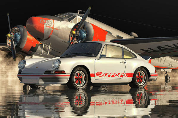 Porsche Art Print featuring the digital art Porsche Carrera gt by Jan Keteleer