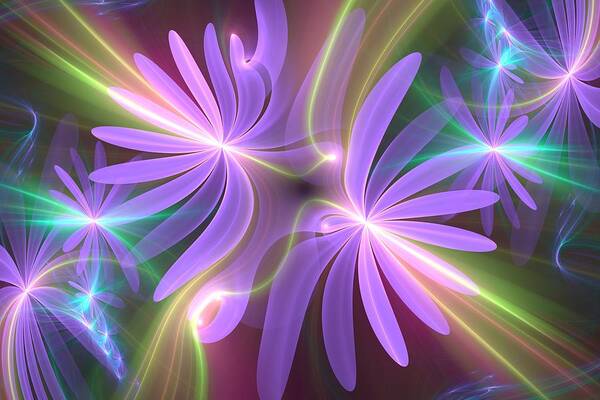 Flower Art Print featuring the digital art Purple Dream by Svetlana Nikolova