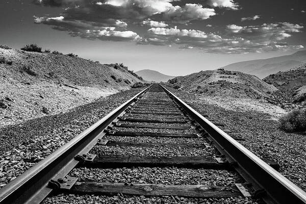 Gold Hill Art Print featuring the photograph Rail to Infinity Black and White by Ron Long Ltd Photography