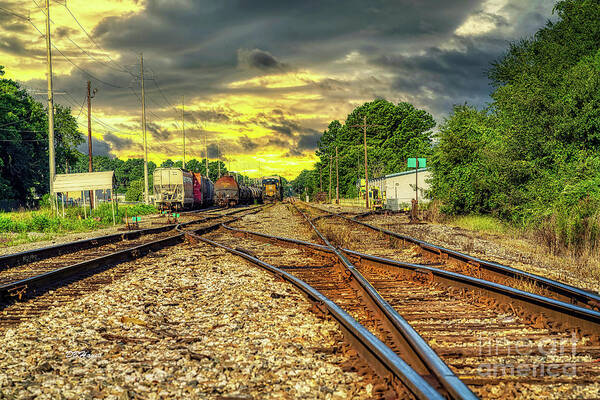Railroads Art Print featuring the photograph Railroad Sunset by DB Hayes