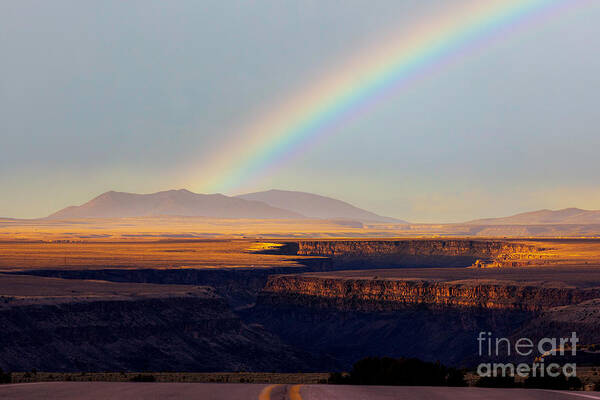 Taos Art Print featuring the photograph Rainbow crossing the Rio Grande Gorge #1 by Elijah Rael