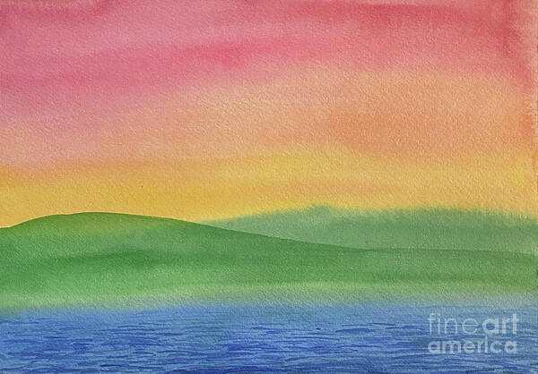 Rainbow Art Print featuring the painting Rainbow Landscape by Lisa Neuman