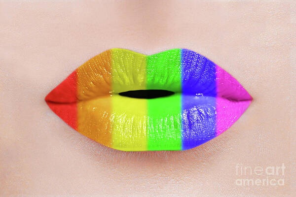 Lips Art Print featuring the photograph Rainbow lips by Delphimages Photo Creations