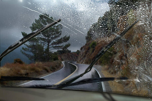 Curve Art Print featuring the photograph Rainy Mountain Road by Spiderplay
