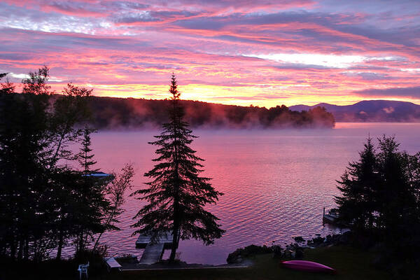 Lake Art Print featuring the photograph Rangeley Red Sunrise by Russ Considine