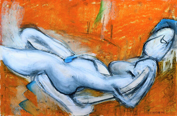 Body Art Print featuring the drawing Reclining Nude by Paul Vitko