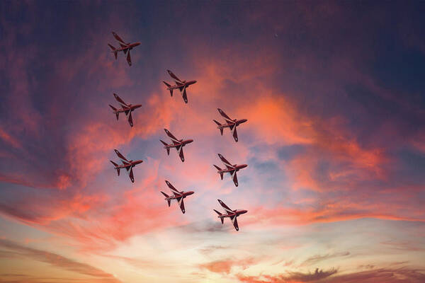 Eastbourne International Airshow Art Print featuring the photograph Red Arrows over Eastbourne by Andrew Lalchan