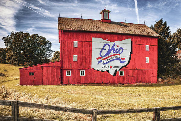 Ohio Wall Art Art Print featuring the photograph Red Ohio Bicentennial Barn - Delaware County Ohio by Gregory Ballos