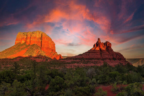  Art Print featuring the photograph Red Rocks at Sunset by Al Judge