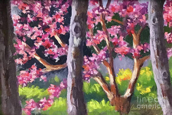 Redbud Art Print featuring the painting Redbud by Anne Marie Brown