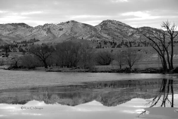 Black And White Art Print featuring the photograph Reflections in Icy Waters BW by Kae Cheatham