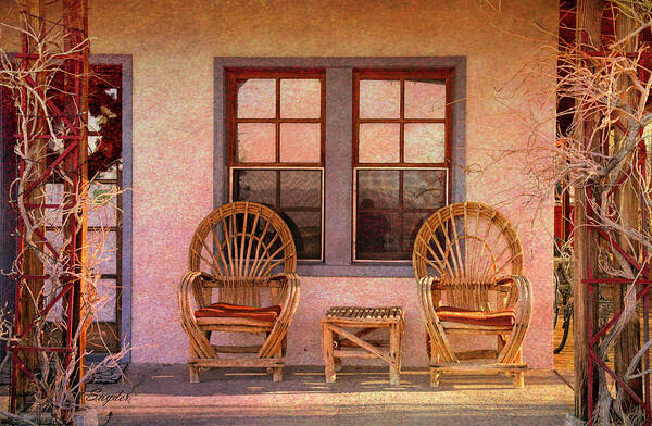Blue Windows Art Print featuring the photograph Relaxing at Hotel Nipton California by Floyd Snyder