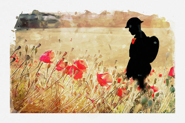 Soldier Poppies Art Print featuring the digital art Remember Them by Airpower Art