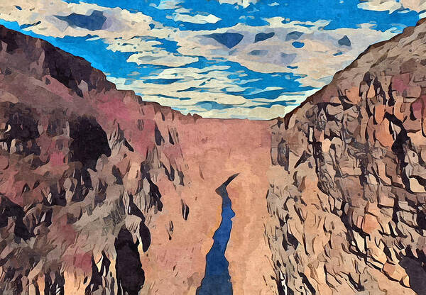 River Art Print featuring the digital art Rio Grande Gorge by Aerial Santa Fe