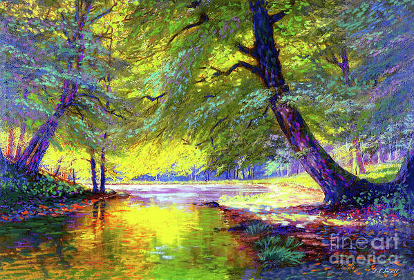 Tree Art Print featuring the painting River of Gold by Jane Small