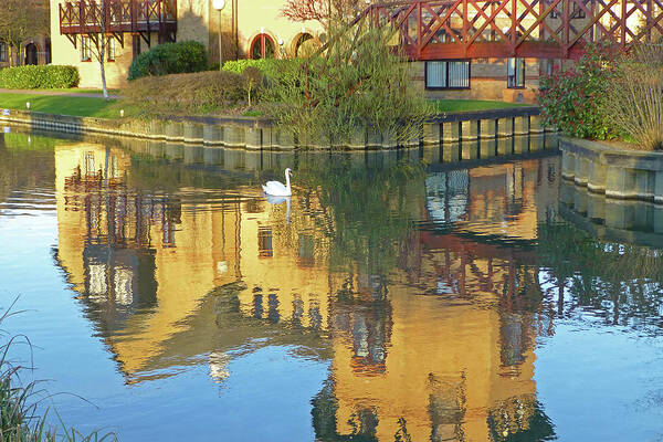 River Art Print featuring the photograph Riverside Homes Reflections by Gill Billington