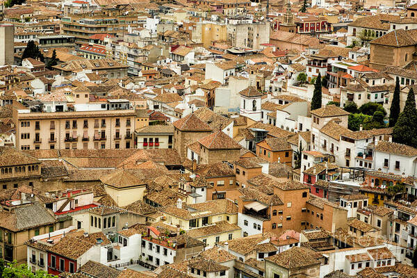 Spain Art Print featuring the photograph Rooftops Granada City by Timothy Hacker