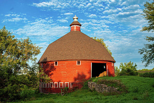 © 2007 Lou Novick Lou Novick All Rights Resvered Art Print featuring the photograph Round Red Barn by Lou Novick