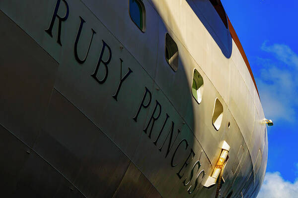 Cruise Ship; Skies; Clouds; Color; Travel Art Print featuring the photograph Ruby Princess by AE Jones