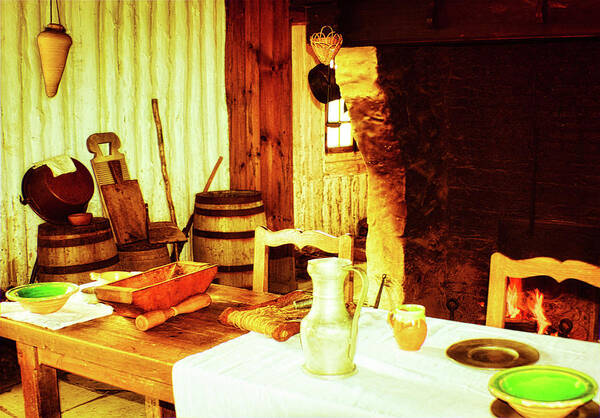 French Art Print featuring the photograph Rural French Kitchen - Louisbourg Fortress, Nova Scotia by Tatiana Travelways