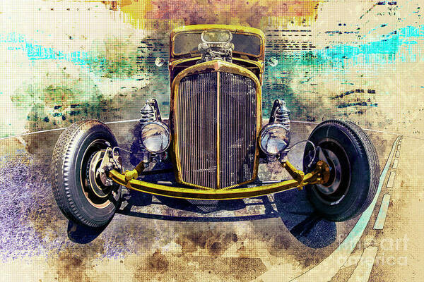 Auto Art Print featuring the digital art Rusty Rat Rod by Anthony Ellis