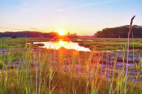 Rye Marsh Sunset Art Print featuring the photograph Rye Marsh Sunset by Eric Gendron