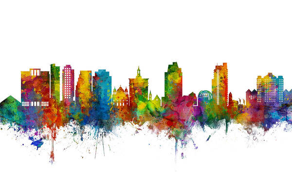 San Jose Art Print featuring the digital art San Jose California Skyline by Michael Tompsett