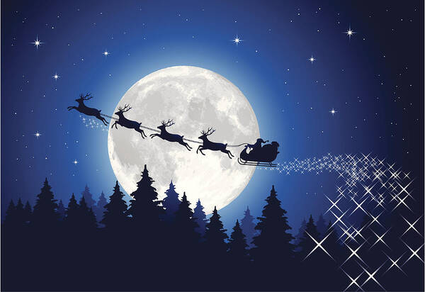 Overnight Delivery Art Print featuring the drawing Santa Claus Sleigh Tonight by Paci77